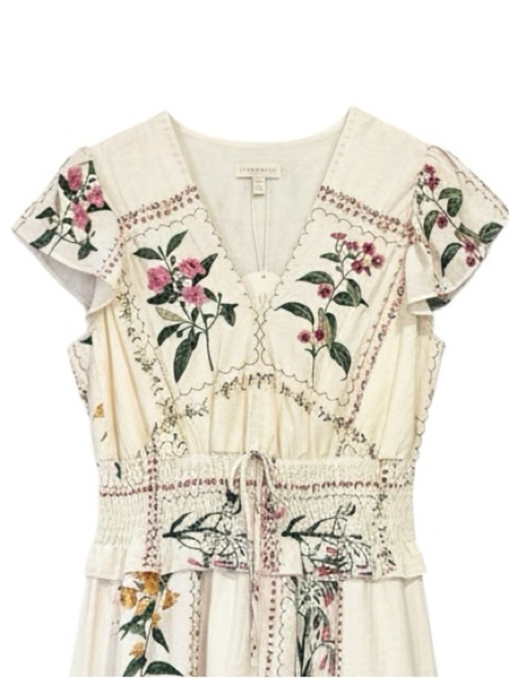 Stitch by Chenault Cream Floral Midi Dress Size Medium NWT - Picture 6 of 9